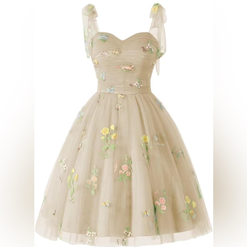 Floral mini tie on shoulder dress